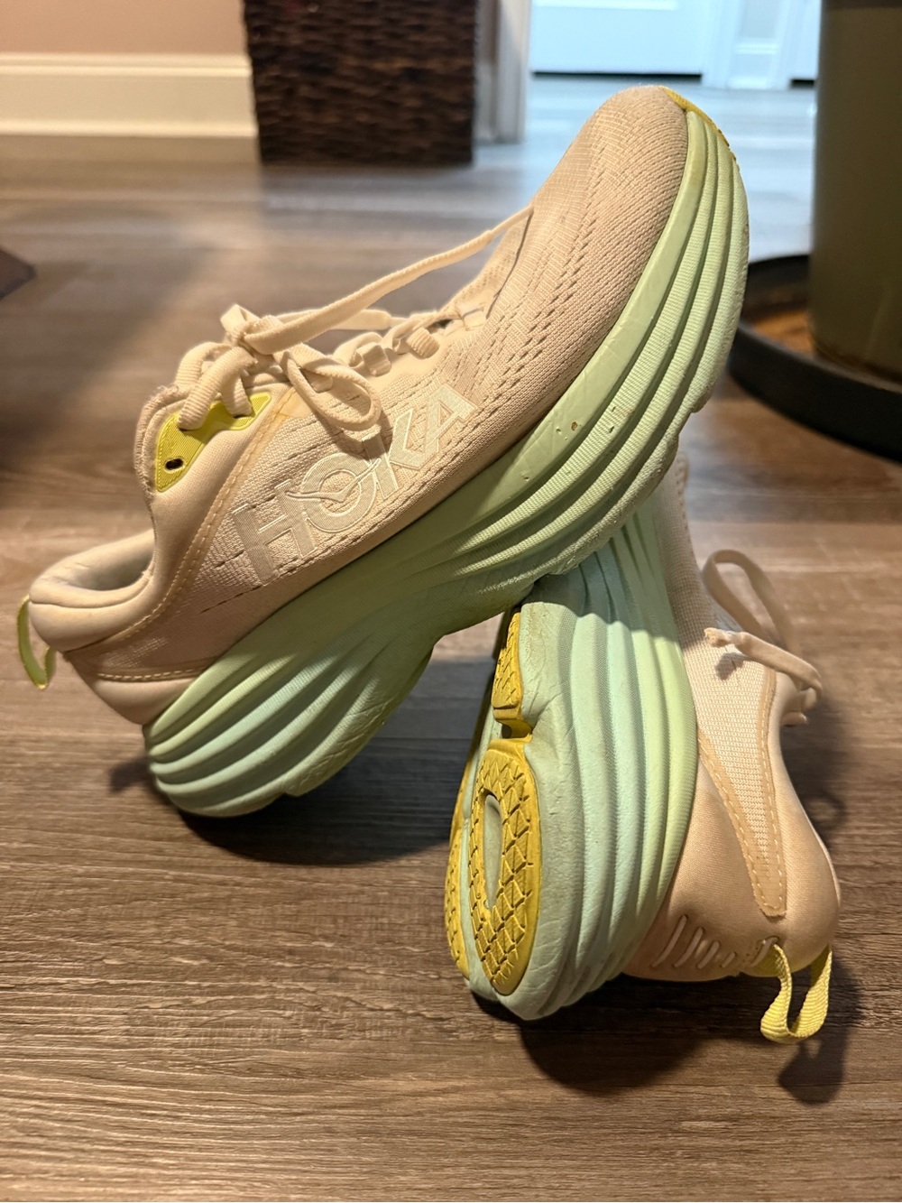 Hoka Lightweight White & Mint Running Shoes